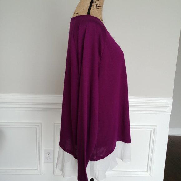 INC International Concepts Women's Faux-Layered Sweater 2X Purple - Picture 3 of 12